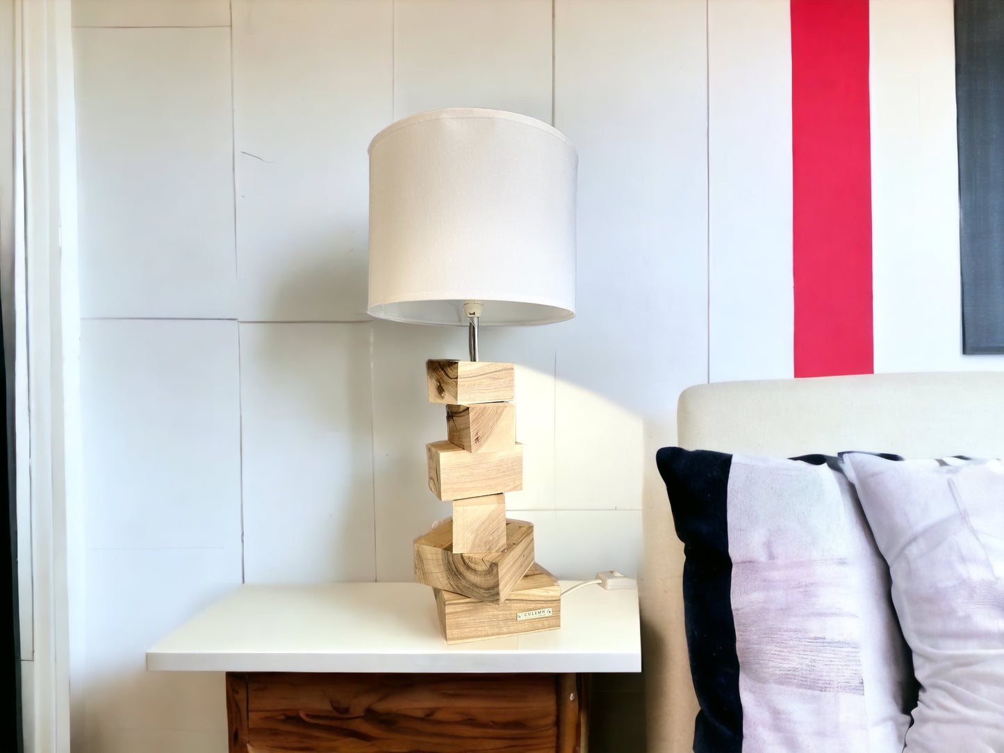Lampă din lemn de nuc Blocky